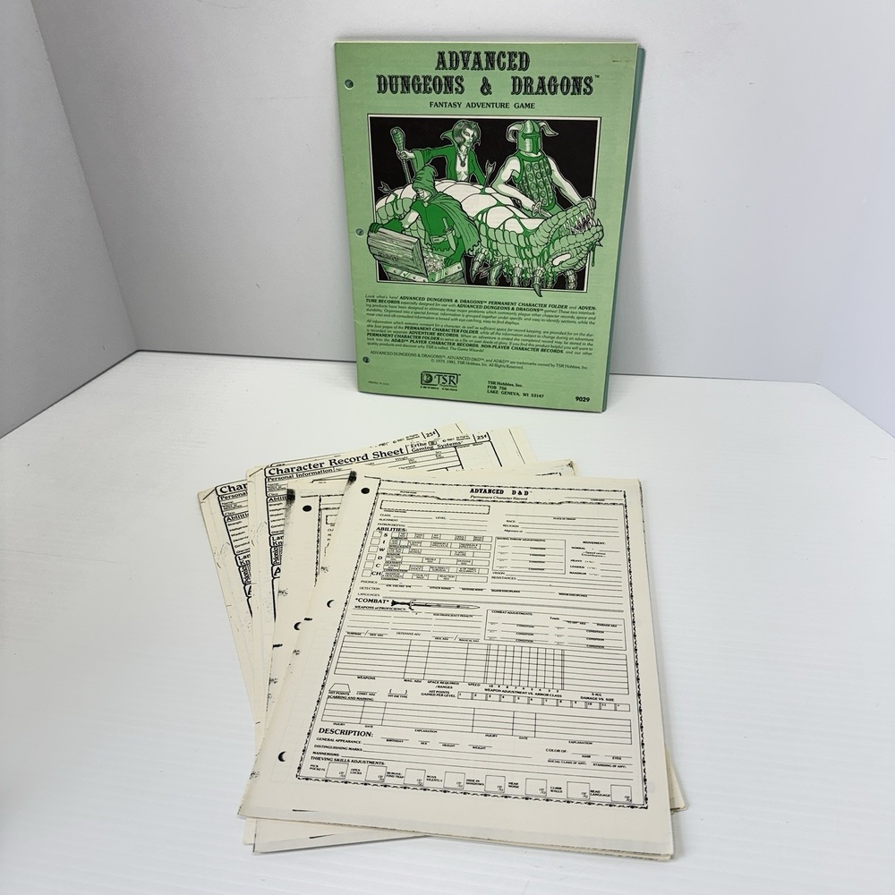 Advanced Dungeons And Dragons Player Character Record Sheets 9029